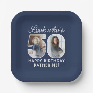 DIY Colours • Look Who's 50 Birthday Party 2 Photo Paper Plate