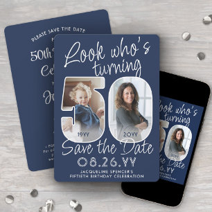 DIY Colours • Look Who's 50 Birthday Party 2 Photo Save The Date