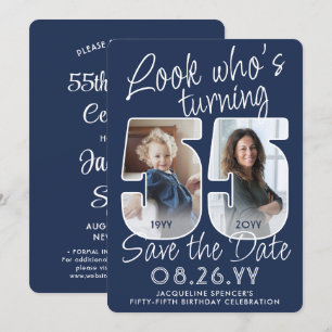 DIY Colours • Look Who's 55 Birthday Party 2 Photo Save The Date
