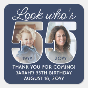 DIY Colours • Look Who's 55 Birthday Party 2 Photo Square Sticker