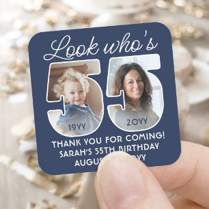 DIY Colours • Look Who's 55 Birthday Party 2 Photo Square Sticker