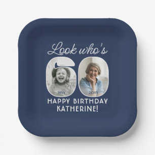 DIY Colours • Look Who's 60 Birthday Party 2 Photo Paper Plate