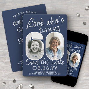 DIY Colours • Look Who's 60 Birthday Party 2 Photo Save The Date