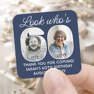 DIY Colours • Look Who's 60 Birthday Party 2 Photo Square Sticker