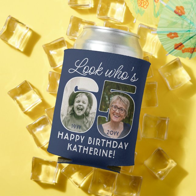 DIY Colours • Look Who's 65 Birthday Party 2 Photo Can Cooler (In Situ Summer)