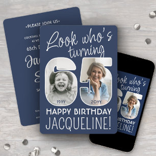 DIY Colours • Look Who's 65 Birthday Party 2 Photo Invitation