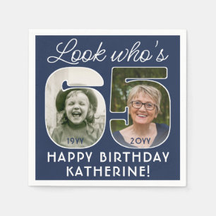 DIY Colours • Look Who's 65 Birthday Party 2 Photo Napkin
