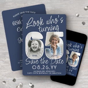 DIY Colours • Look Who's 65 Birthday Party 2 Photo Save The Date