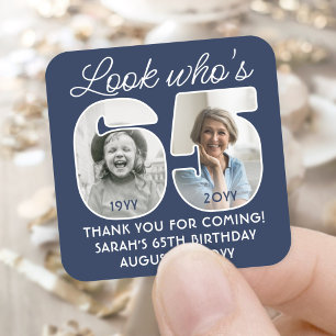 DIY Colours • Look Who's 65 Birthday Party 2 Photo Square Sticker