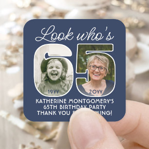 DIY Colours • Look Who's 65 Birthday Party 2 Photo Square Sticker