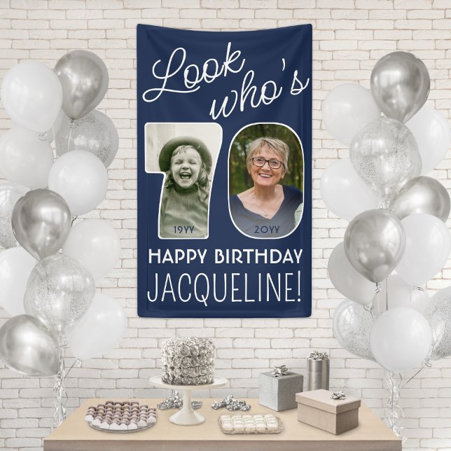 DIY Colours • Look Who's 70 Birthday Party 2 Photo Banner (Creator Uploaded)