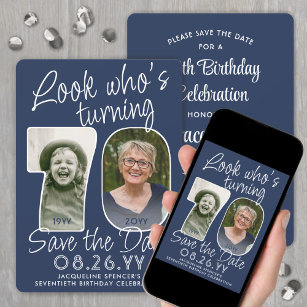 DIY Colours • Look Who's 70 Birthday Party 2 Photo Save The Date