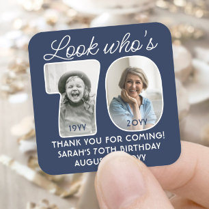 DIY Colours • Look Who's 70 Birthday Party 2 Photo Square Sticker
