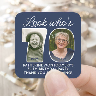 DIY Colours • Look Who's 70 Birthday Party 2 Photo Square Sticker
