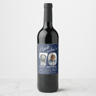 DIY Colours • Look Who's 70 Birthday Party 2 Photo Wine Label