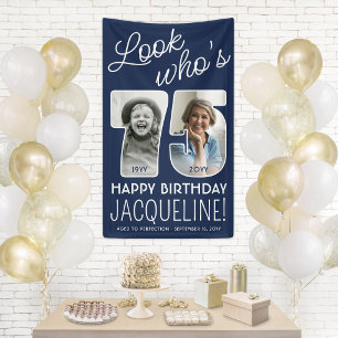 DIY Colours • Look Who's 75 Birthday Party 2 Photo Banner