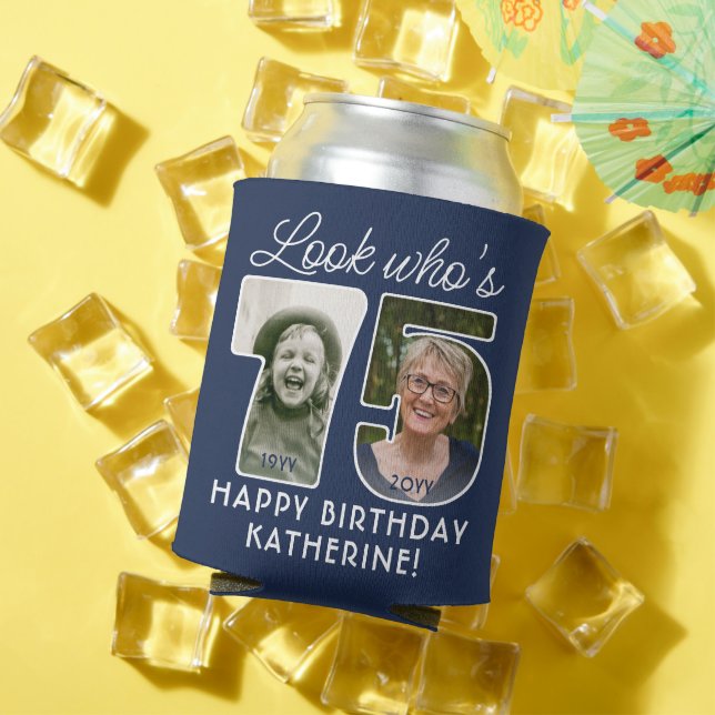 DIY Colours • Look Who's 75 Birthday Party 2 Photo Can Cooler (In Situ Summer)