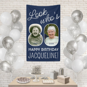 DIY Colours • Look Who's 80 Birthday Party 2 Photo Banner