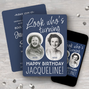 DIY Colours • Look Who's 80 Birthday Party 2 Photo Invitation