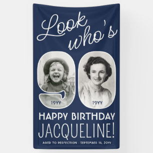 DIY Colours • Look Who's 90 Birthday Party 2 Photo Banner