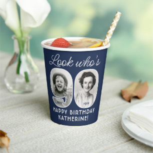 DIY Colours • Look Who's 90 Birthday Party 2 Photo Paper Cups