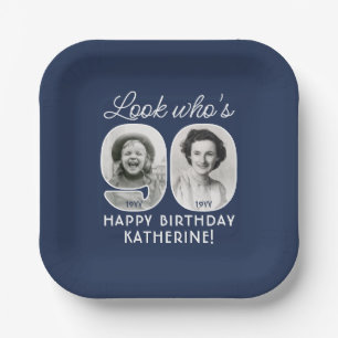 DIY Colours • Look Who's 90 Birthday Party 2 Photo Paper Plate