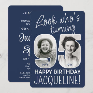 DIY Colours • Look Who's 95 Birthday Party 2 Photo Invitation