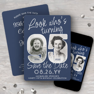 DIY Colours • Look Who's 95 Birthday Party 2 Photo Save The Date