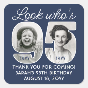 DIY Colours • Look Who's 95 Birthday Party 2 Photo Square Sticker