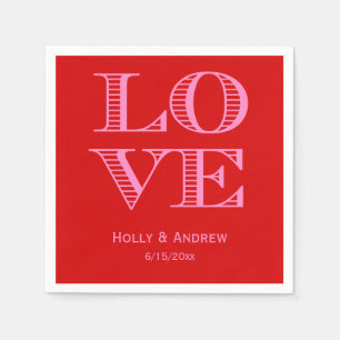 DIY Colours: LOVE Alphabet Square Red Hot Pink Napkin