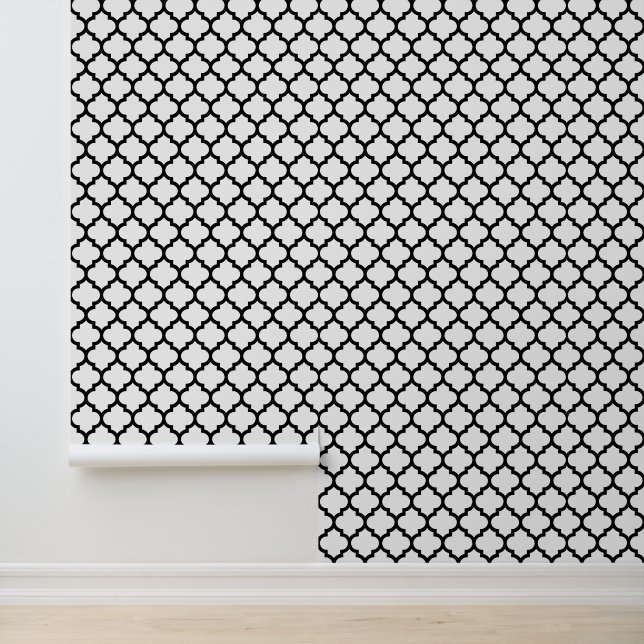 DIY Colours Moroccan Quatrefoil #5 Black White Wallpaper (Application)