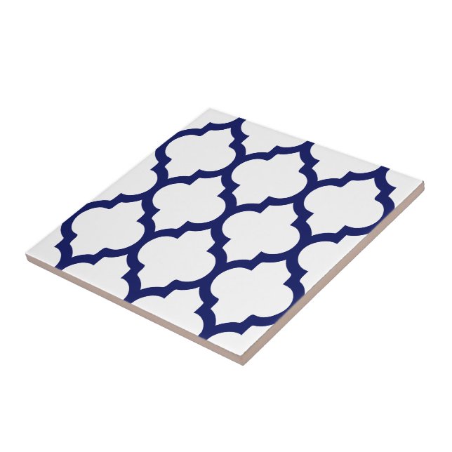 DIY Colours Moroccan Quatrefoil Pattern #5 LG Blue Ceramic Tile (Side)