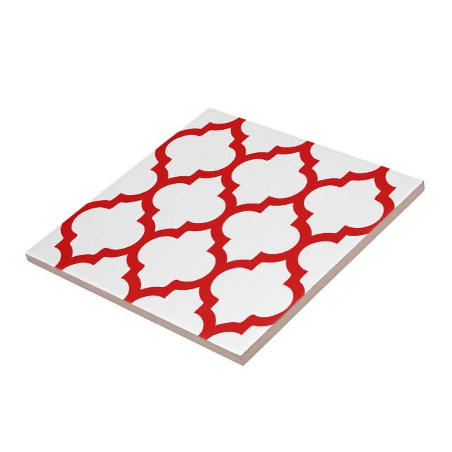 DIY Colours Moroccan Quatrefoil Pattern #5 LG Red  Ceramic Tile (Side)
