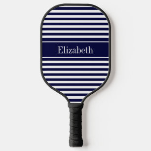 DIY Colours Navy Thin Stripes Navy Ribbon Wht BG S Pickleball Paddle