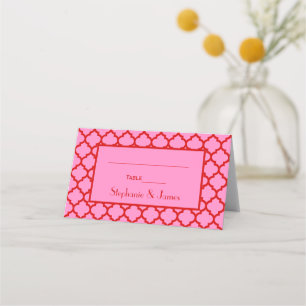 DIY Colours Pink #3 Red Moroccan Quatrefoil Place Card