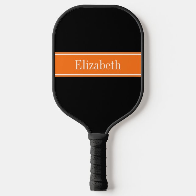 DIY Colours Pumpkin Orange Ribbon Black BG S Pickleball Paddle (Front)