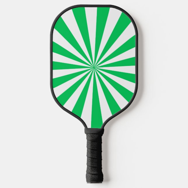 DIY Colours Rays Sunburst Emerald Green White S Pickleball Paddle (Front)