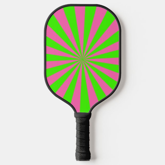 DIY Colours Rays Sunburst Lime Green Hot Pink S Pickleball Paddle (Front)