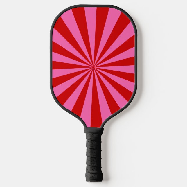 DIY Colours Rays Sunburst Red Hot Pink S Pickleball Paddle (Front)