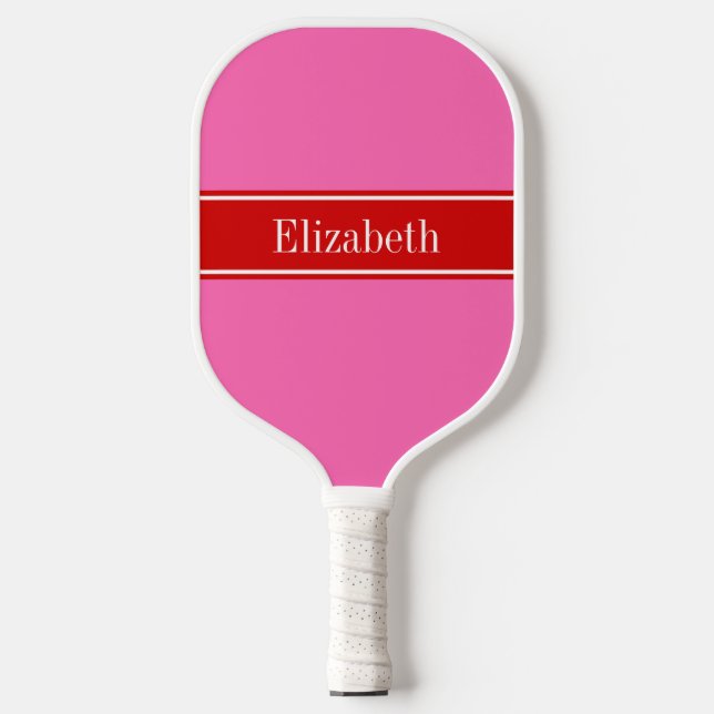 DIY Colours Red Ribbon Hot Pink BG S Pickleball Paddle (Front)