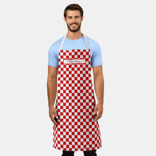 DIY Colours Red White Chequerboard Pattern  Apron
