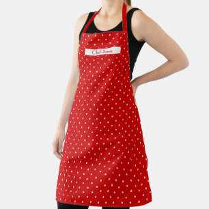 DIY Colours Red White POLKA Dots Dotted Pattern  Apron
