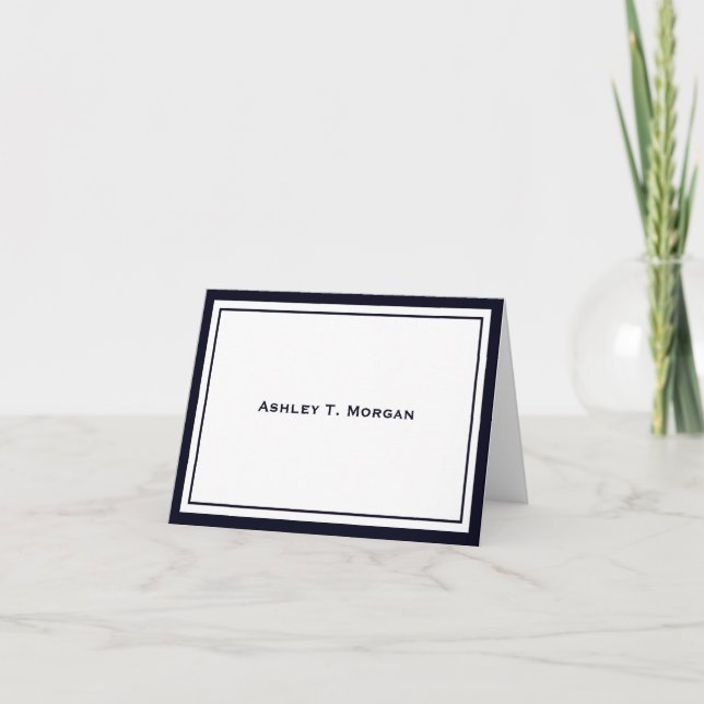 DIY Colours Simplicity Dark Blue Frame Personalise Note Card (Front)