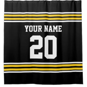 DIY Colours Team Jersey Stripes Black Gold SV Shower Curtain