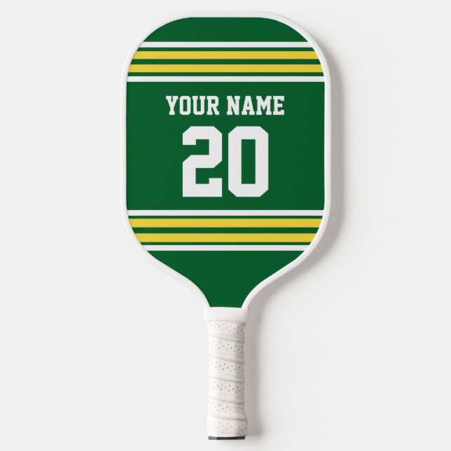 DIY Colours Team Jersey Stripes Yellow Green SV Pi Pickleball Paddle (Front)
