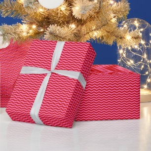 DIY Colours Thin Chevron Zigzag Hot Pink Red Wrapping Paper