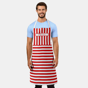 DIY Colours Vertical Horizontal Stripe Red White Apron