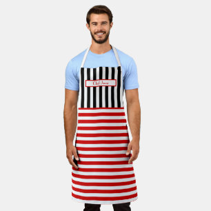 DIY Colours Vertical Horizontal Stripe Red White B Apron