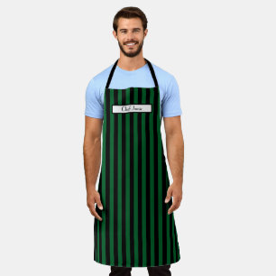 DIY Colours Vertical Stripe Black Green Apron