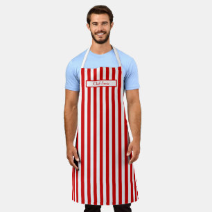 DIY Colours Vertical Stripe Red White Apron